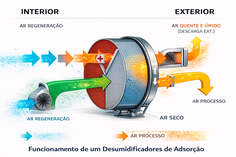 como funciona o desumidificador de adsorção